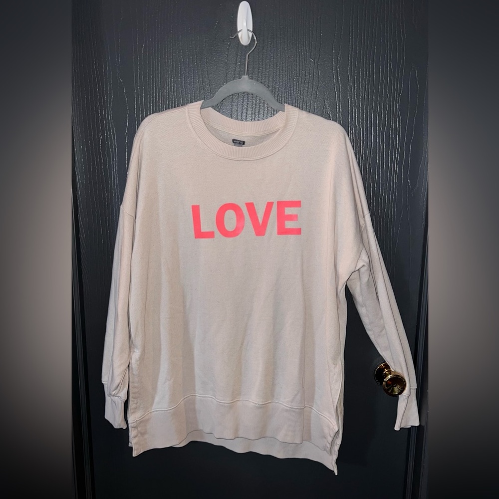 AERIE Womens Love Crewneck Side-slit Pullover Size Medium